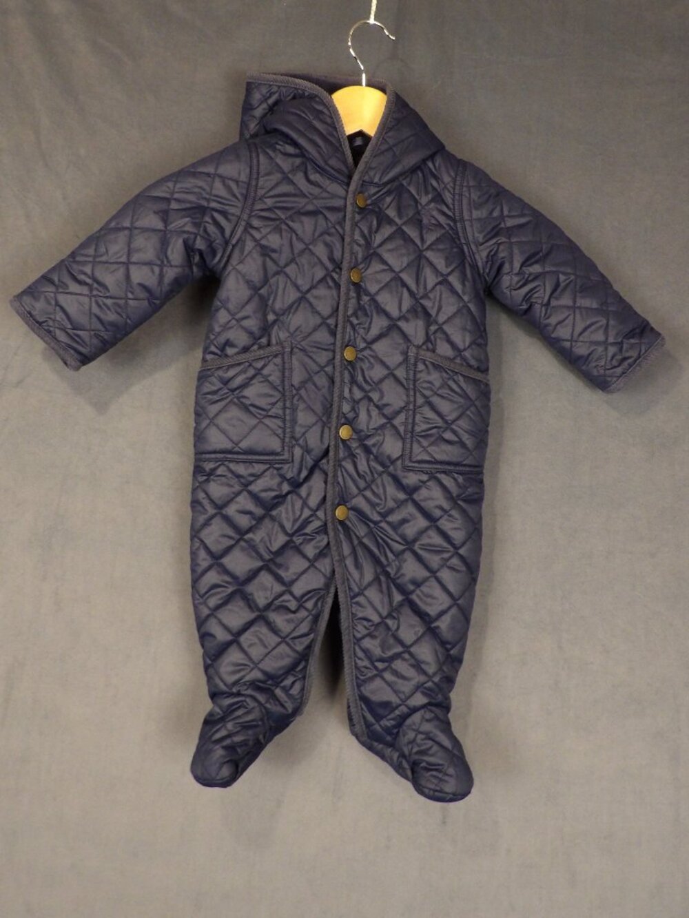 Ralph Lauren Navy Blue Quilted Bunting Snowsuit Hooded Unisex Size 6 Months